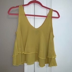 Yellow layered ruffle top